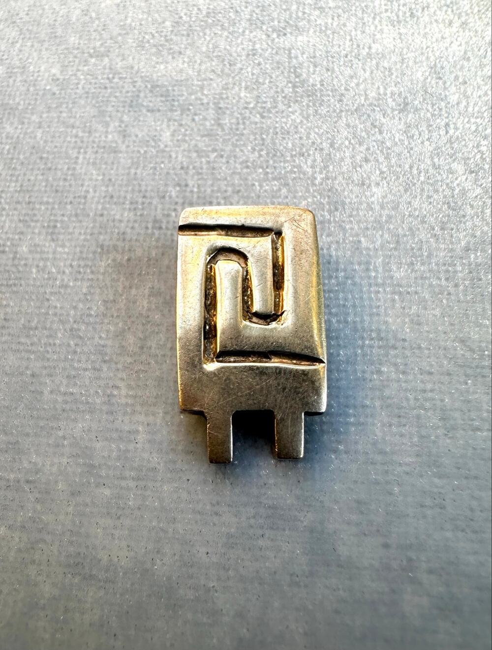Vintage Taxco Mexico 925 Sterling Silver Greek Key Modernist Pendant TP-59